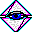 icon: blue eye inside of two pyramids facing opposite directions