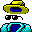 small icon of an invisible person wearing a hat, sunglasses, and a coat
